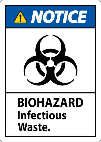 Aviso Peligro Biológico Etiqueta Residuos Infecciosos Riesgo Biológico — Vector de stock