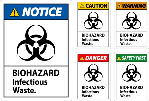 Etiqueta Advertencia Peligro Biológico Residuos Infecciosos — Vector de stock