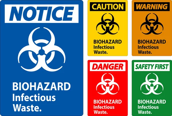 Etiqueta Advertencia Peligro Biológico Residuos Infecciosos — Vector de stock