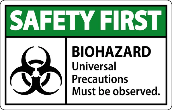 Biológiai Veszélyesség Első Címke Biohazard Általános Óvintézkedések Kell Tartani — Stock Vector