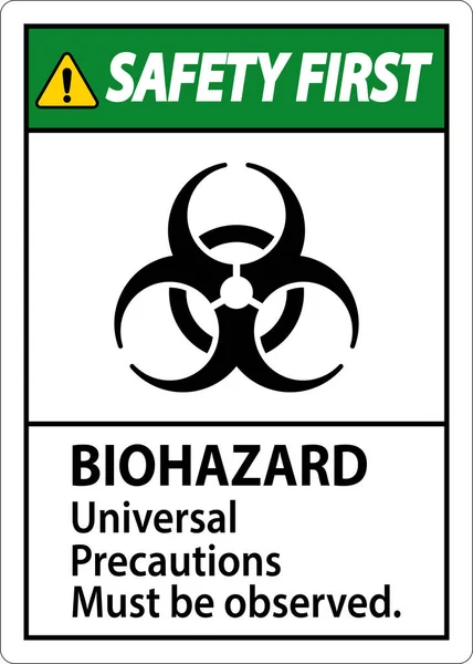 Bezpieczeństwo Biologiczne Pierwsza Etykieta Zagrożenie Biologiczne Powszechne Środki Ostrożności Muszą — Wektor stockowy