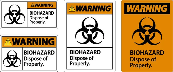 Biohazard Warning Label Biohazard Likvidujte Řádně — Stockový vektor