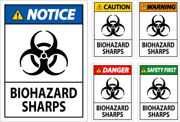Biológiai Veszélyesség Címke Biológiailag Veszélyes Éles Eszközök — Stock Vector
