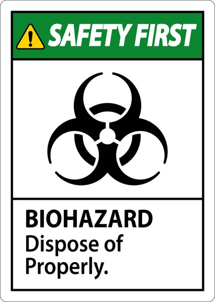 Biohazard Safety First Label Biohazard Dispose Properly — Stock Vector