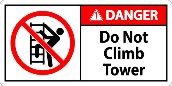 危険標識が白い背景に塔を登らない — ストックベクタ