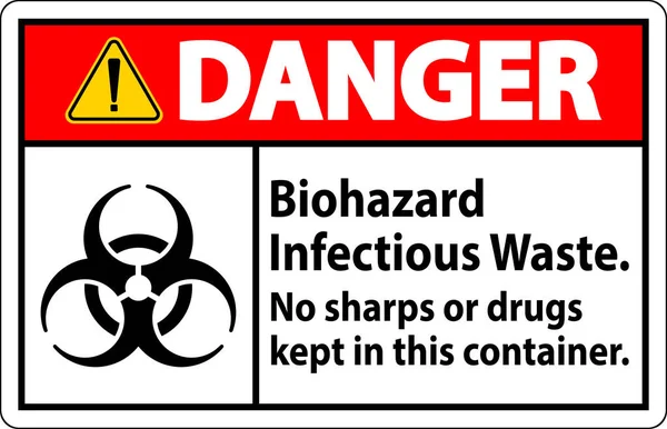 Tehlike Etiketi Biyolojik Tehlike Atık Keskinlik Uyuşturucu Yok — Stok Vektör