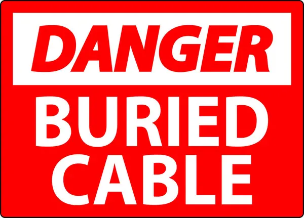 Câble Enterré Signe Danger Sur Fond Blanc — Image vectorielle