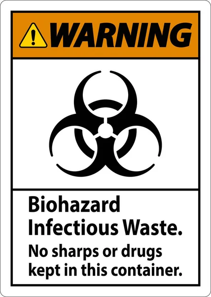 Warning Label Biohazard Infectious Waste Sharps Drugs Kept Container — Stock Vector