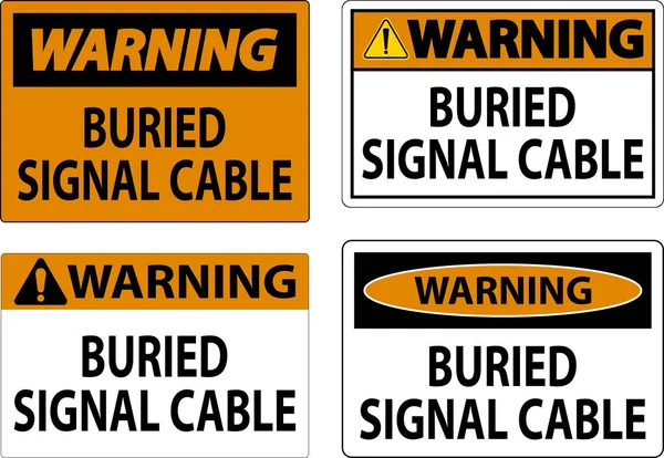 警告サイン白い背景に埋め込まれた信号ケーブル — ストックベクタ