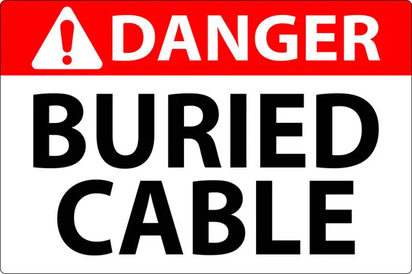 Danger Sign Buried Cable White Background — Stock Vector