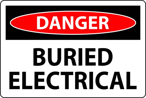 Signe Danger Enterré Électrique Sur Bacground Blanc — Image vectorielle