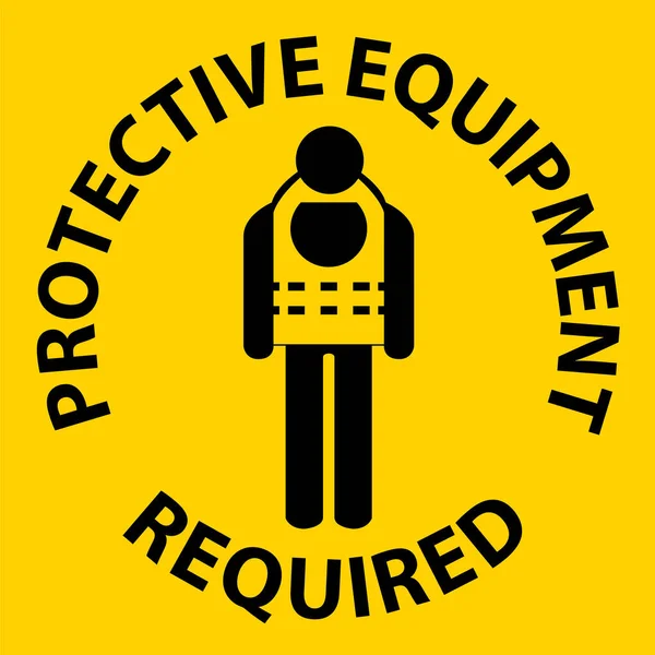 Floor Sign Protective Equipment Required — 스톡 벡터