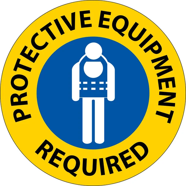 Floor Sign Protective Equipment Required — Vector de stock