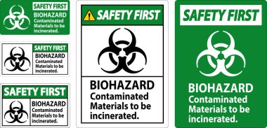 Biyolojik Tehlike Güvenliği Birinci Etiket Biyolojik Tehlike Kirletilmiş Malzemeler Yakılacak