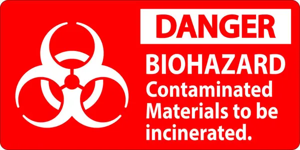 Etiqueta Peligro Biológico Materiales Contaminados Por Peligro Biológico Que Deben — Vector de stock