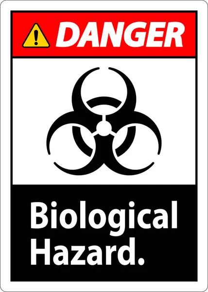 Danger Label Biological Hazard White Background — Stock Vector
