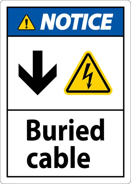 Notice Sign Buried Cable Arrow Electric Shock Symbol — Stock Vector