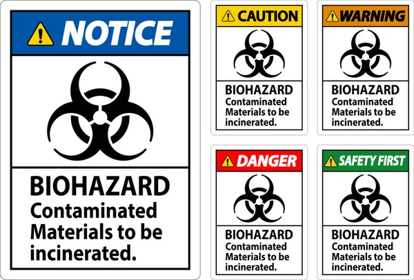 Etiqueta Advertencia Peligro Biológico Materiales Contaminados Por Peligro Biológico Que — Vector de stock