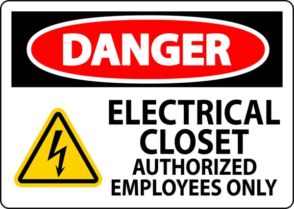 危険サイン電気クローゼット 認定従業員のみ — ストックベクタ