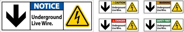 Danger Sign Underground Live Wire — Stock Vector