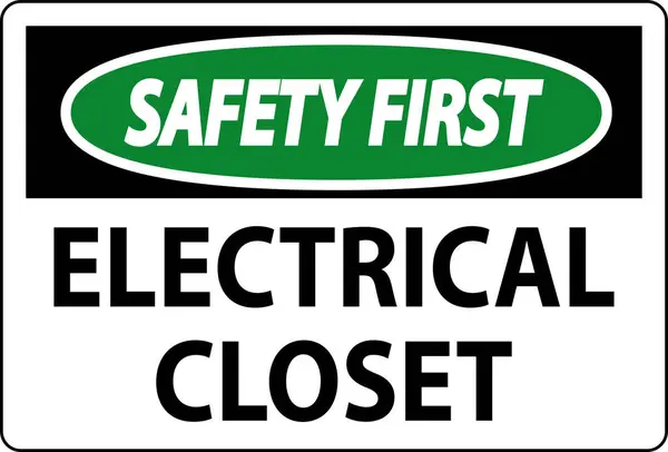 Sicherheit Erstes Zeichen Elektrischer Schrank Zeichen — Stockvektor