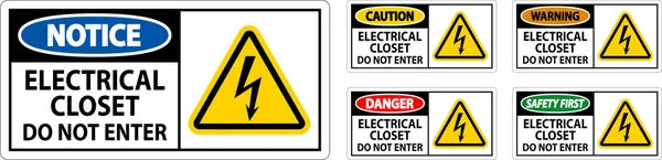Danger Sign Electrical Closet Enter — Stock Vector