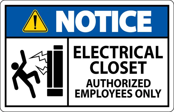 Знак Уведомления Электрический Шкаф Уполномоченные Сотрудники — стоковый вектор