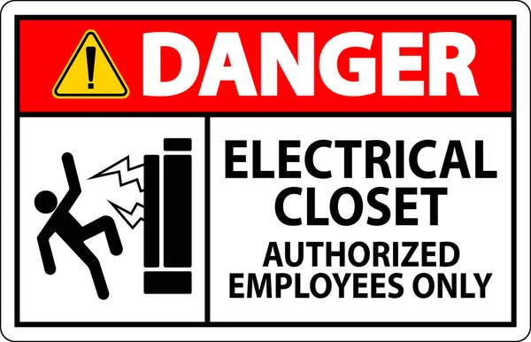 危険サイン電気クローゼット 認定従業員のみ — ストックベクタ