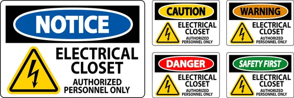 Danger Sign Electrical Closet Authorized Personnel Only — Stock Vector