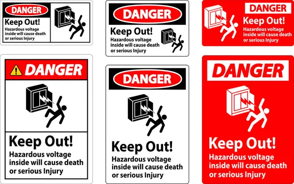 Danger Sign Keep Out Hazardous Voltage Cause Death Serious Injury — Stock Vector