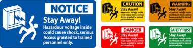 Uyarı işareti, uzak dur! İçerideki Zararlı Voltaj Şoka ve sadece eğitimli personele erişime neden olabilir