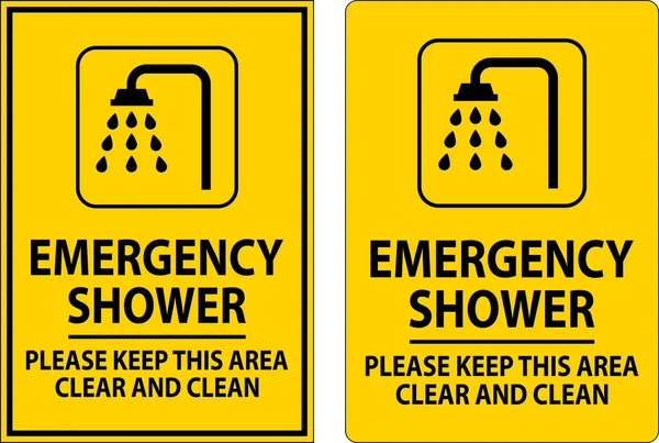 Znak Prysznica Awaryjnego Proszę Zachować Ten Obszar Czysty Czysty — Wektor stockowy