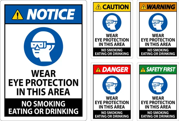 Avertissement Portez Une Protection Oculaire Dans Cette Zone Fumez Pas — Image vectorielle