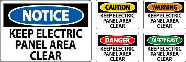 Försiktighet Skylt Håll Elektrisk Panel Område Klart — Stock vektor