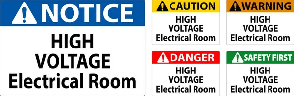 Danger Sign High Voltage Electrical Room — Stock Vector
