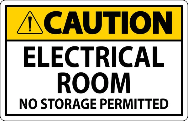Voorzichtigheidsteken Elektrische Kamer Geen Opslag Toegestaan — Stockvector
