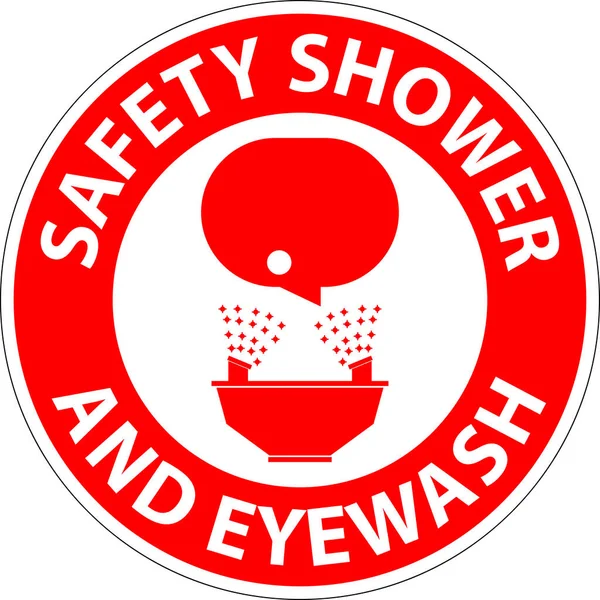 Podłoga Znak Bezpieczeństwa Prysznic Mycie Oczu — Wektor stockowy