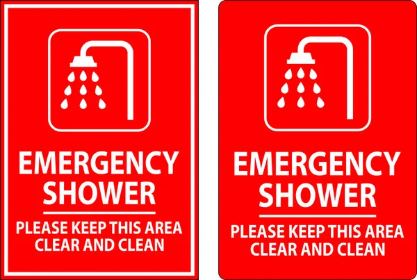 紧急淋浴标志请保持该区域清洁清洁 — 图库矢量图片