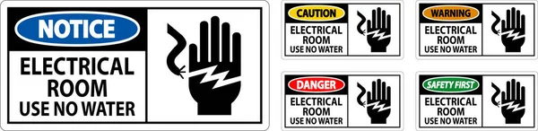 Restricted Area Sign Danger Electrical Room Use Water — Stock Vector