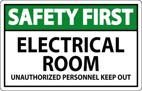 Seguridad Primera Señal Sala Eléctrica Personal Autorizado Mantener Fuera — Vector de stock