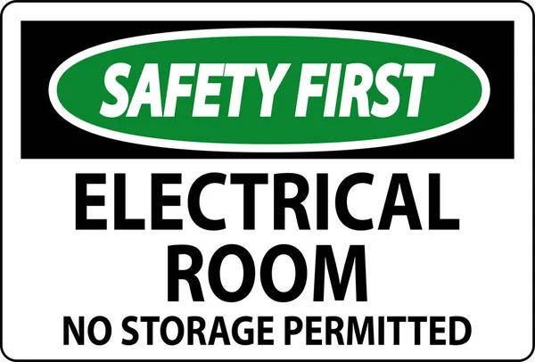 Seguridad Primera Señal Sala Eléctrica Sin Almacenamiento Permitido — Vector de stock