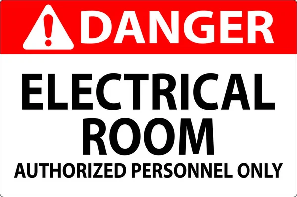 Panneau Danger Salle Électrique Personnel Autorisé Seulement — Image vectorielle