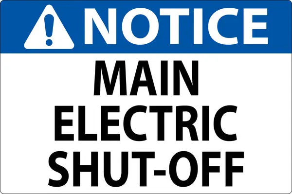 Notice Sign Main Electric Shut — Stock Vector