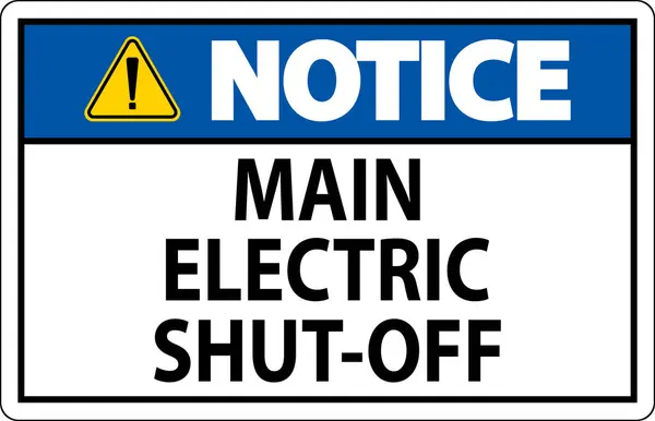 Notice Sign Main Electric Shut — Stock Vector