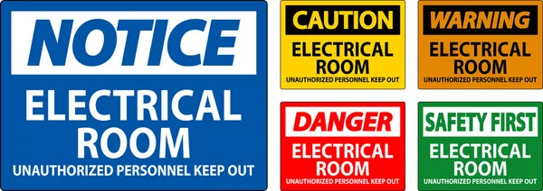 Segnaletica Pericolo Stanza Elettrica Personale Non Autorizzato Tenere Fuori — Vettoriale Stock