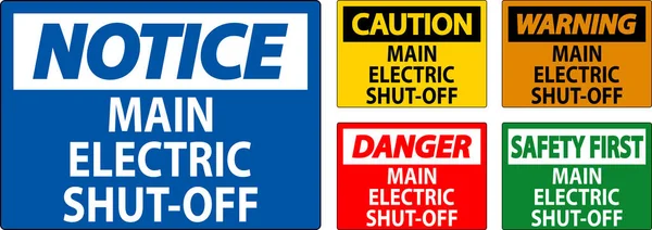 Caution Sign Main Electric Shut — Stock Vector