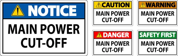 Notice Sign Main Power Cut — Stock Vector