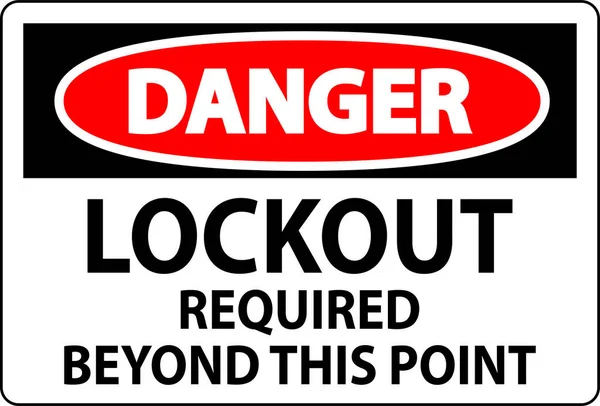 Sinal Perigo Lockout Necessário Além Deste Ponto — Vetor de Stock