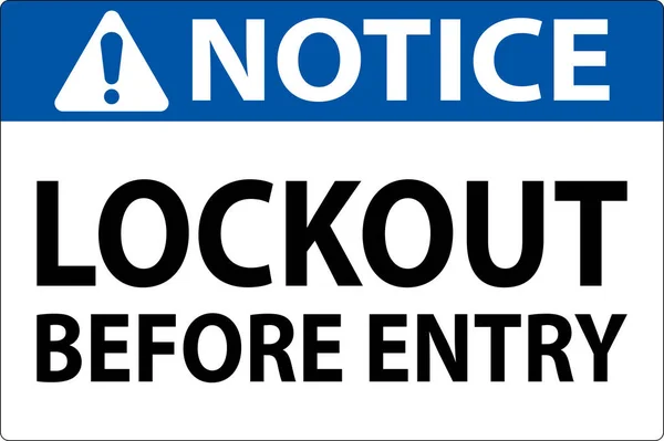 Sinal Aviso Lockout Antes Entrada — Vetor de Stock