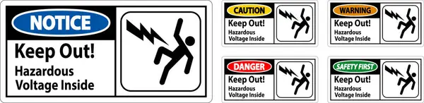 Gefahrenzeichen Halten Sie Gefährliche Spannung Inneren Raus — Stockvektor